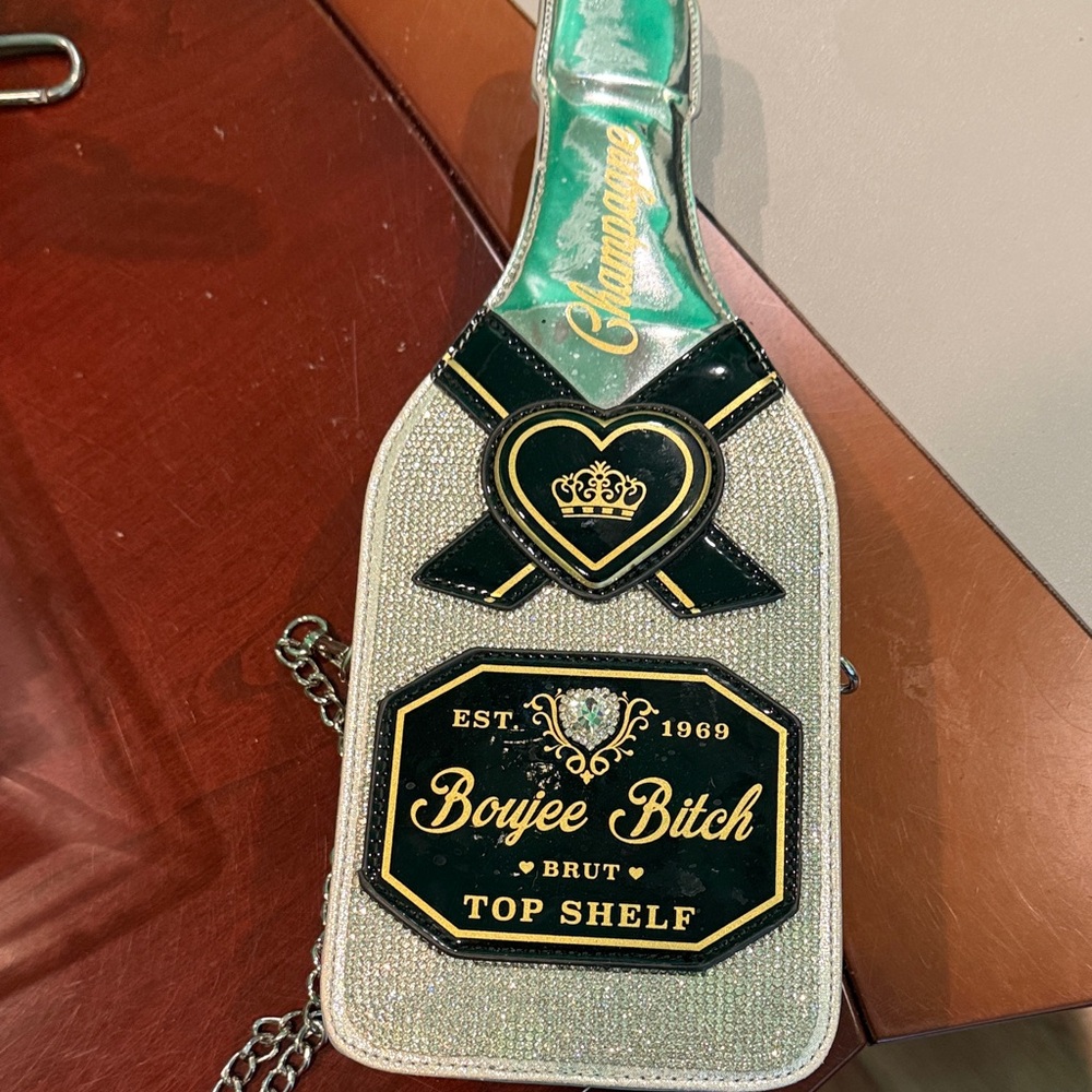 Boujee B ——-Top Shelf Bottle Crossbody Bag - Silver & Black